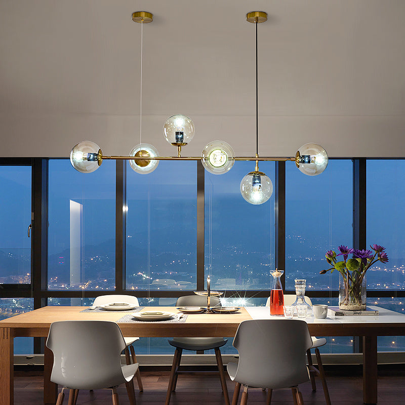 Yorvin Pendant Lamp Orb Brass Glass for Living Room-Neutral Decor