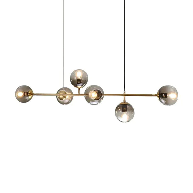 Yorvin Pendant Lamp Orb Brass Glass for Living Room-Neutral Decor