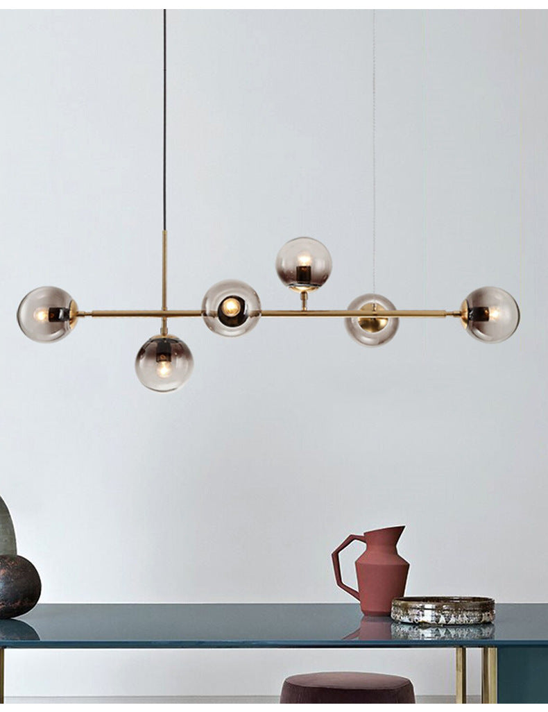 Yorvin Pendant Lamp Orb Brass Glass for Living Room-Neutral Decor