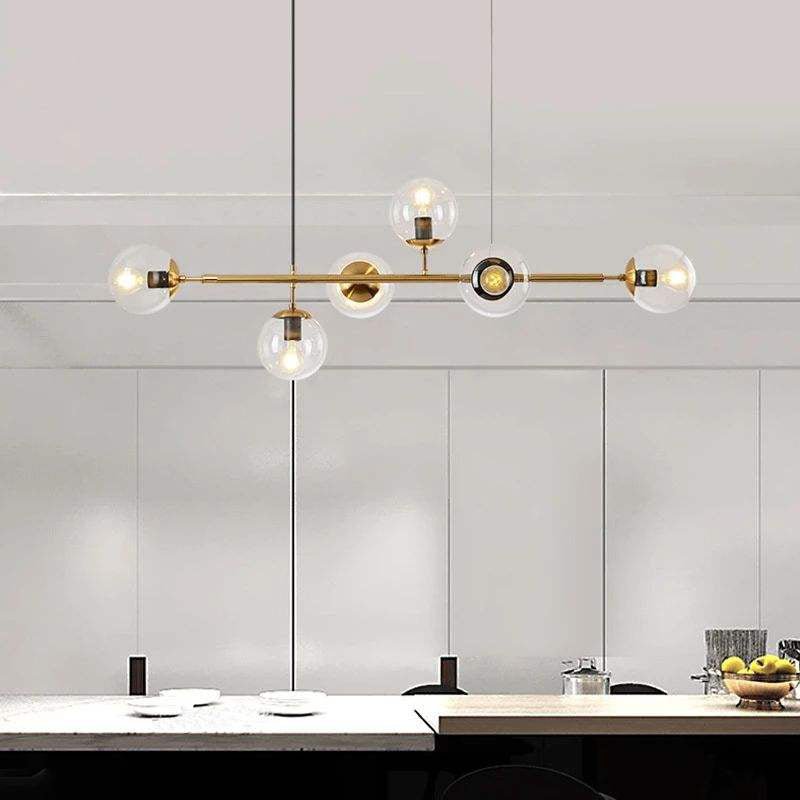 Yorvin Pendant Lamp Orb Brass Glass for Living Room-Neutral Decor