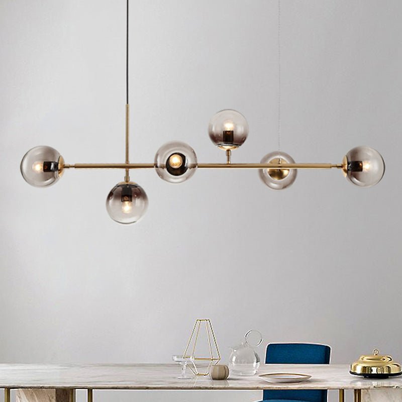 Yorvin Pendant Lamp Orb Brass Glass for Living Room-Neutral Decor