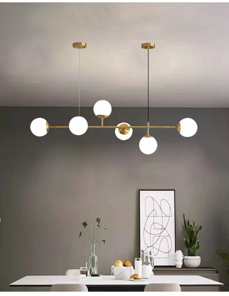 Yorvin Pendant Lamp Orb Brass Glass for Living Room-Neutral Decor
