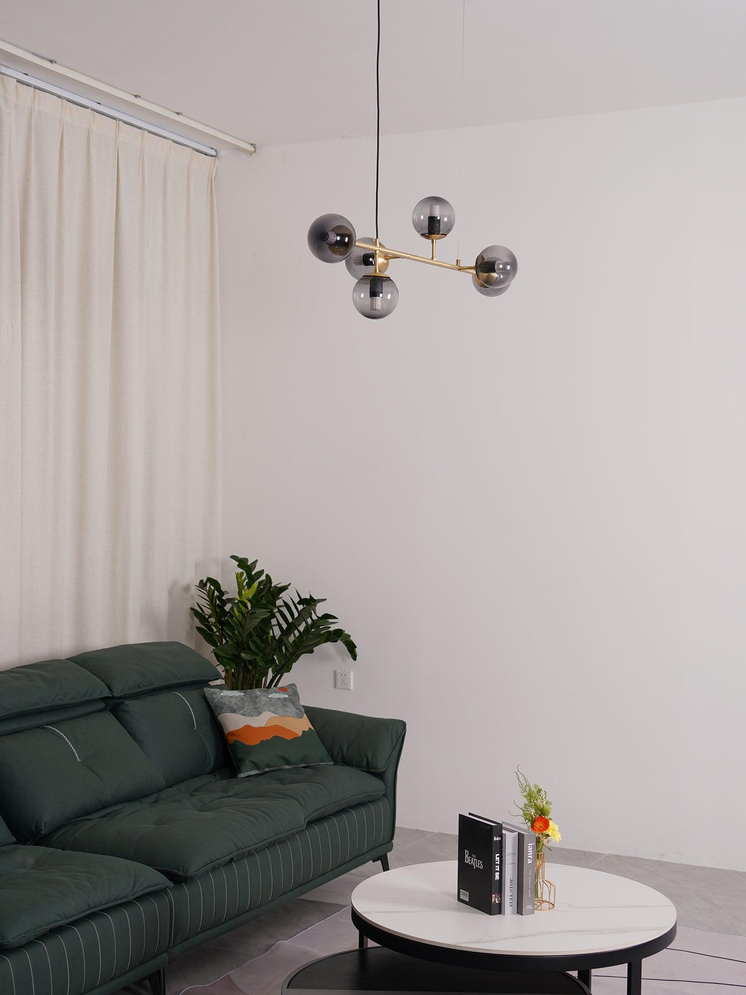Yorvin Pendant Lamp Orb Brass Glass for Living Room-Neutral Decor