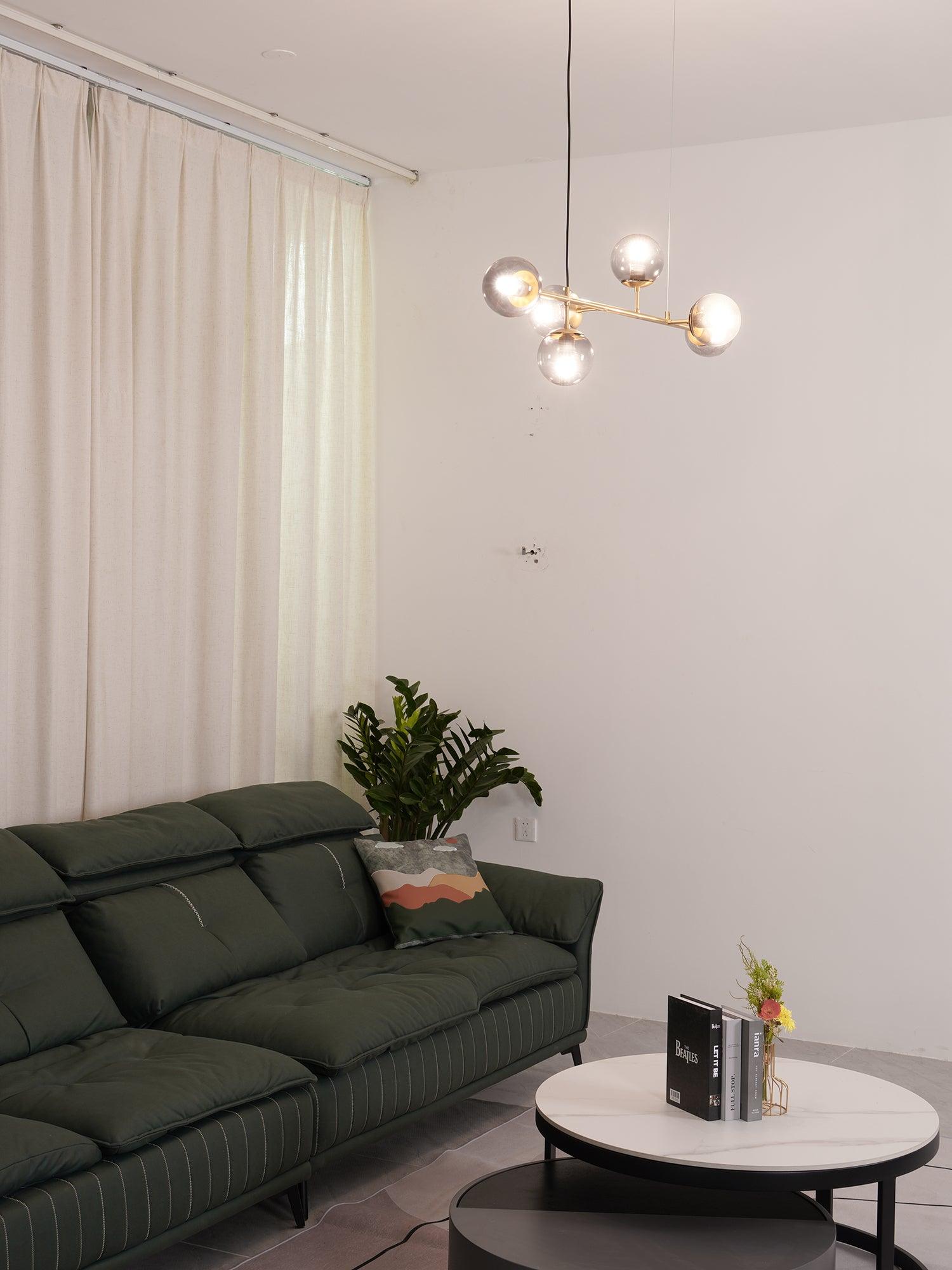 Yorvin Pendant Lamp Orb Brass Glass for Living Room-Neutral Decor
