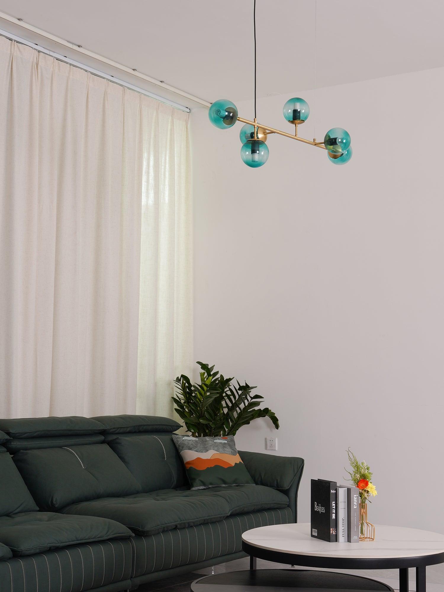 Yorvin Pendant Lamp Orb Brass Glass for Living Room-Neutral Decor