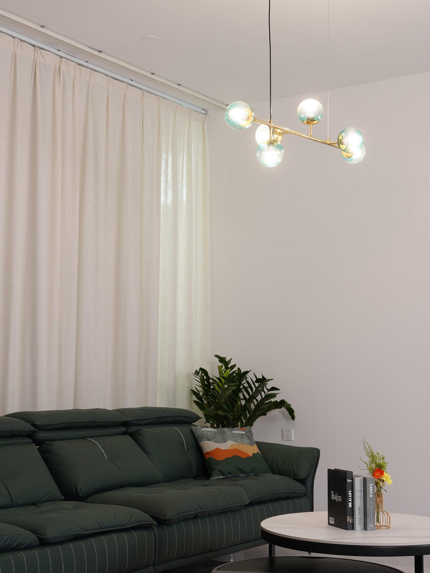 Yorvin Pendant Lamp Orb Brass Glass for Living Room-Neutral Decor