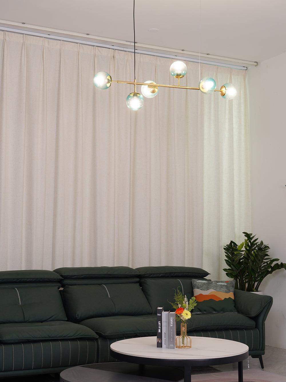 Yorvin Pendant Lamp Orb Brass Glass for Living Room-Neutral Decor