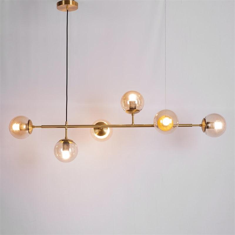 Yorvin Pendant Lamp Orb Brass Glass for Living Room-Neutral Decor