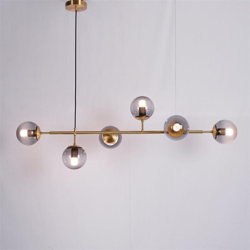Yorvin Pendant Lamp Orb Brass Glass for Living Room-Neutral Decor