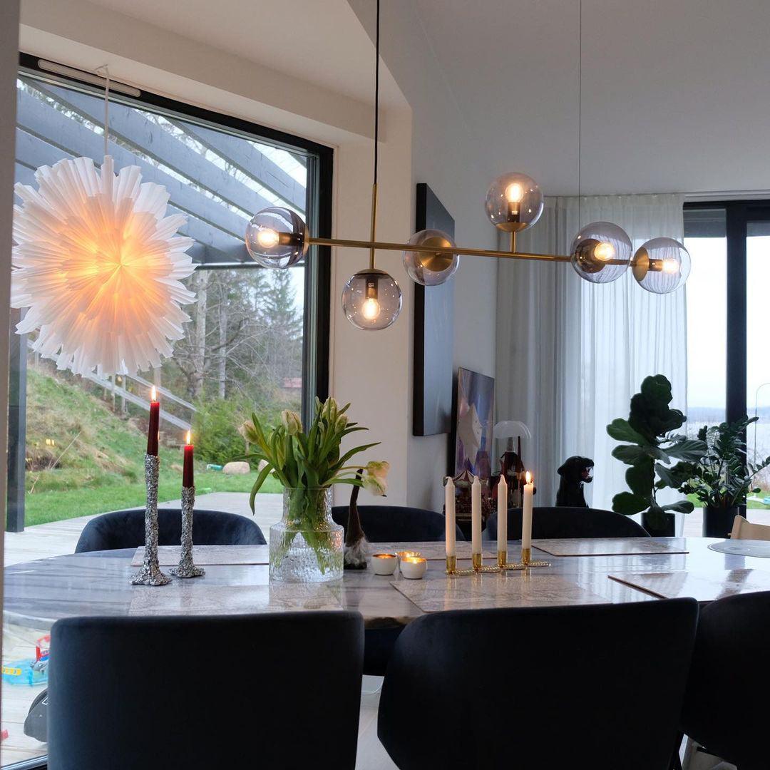 Yorvin Pendant Lamp Orb Brass Glass for Living Room-Neutral Decor