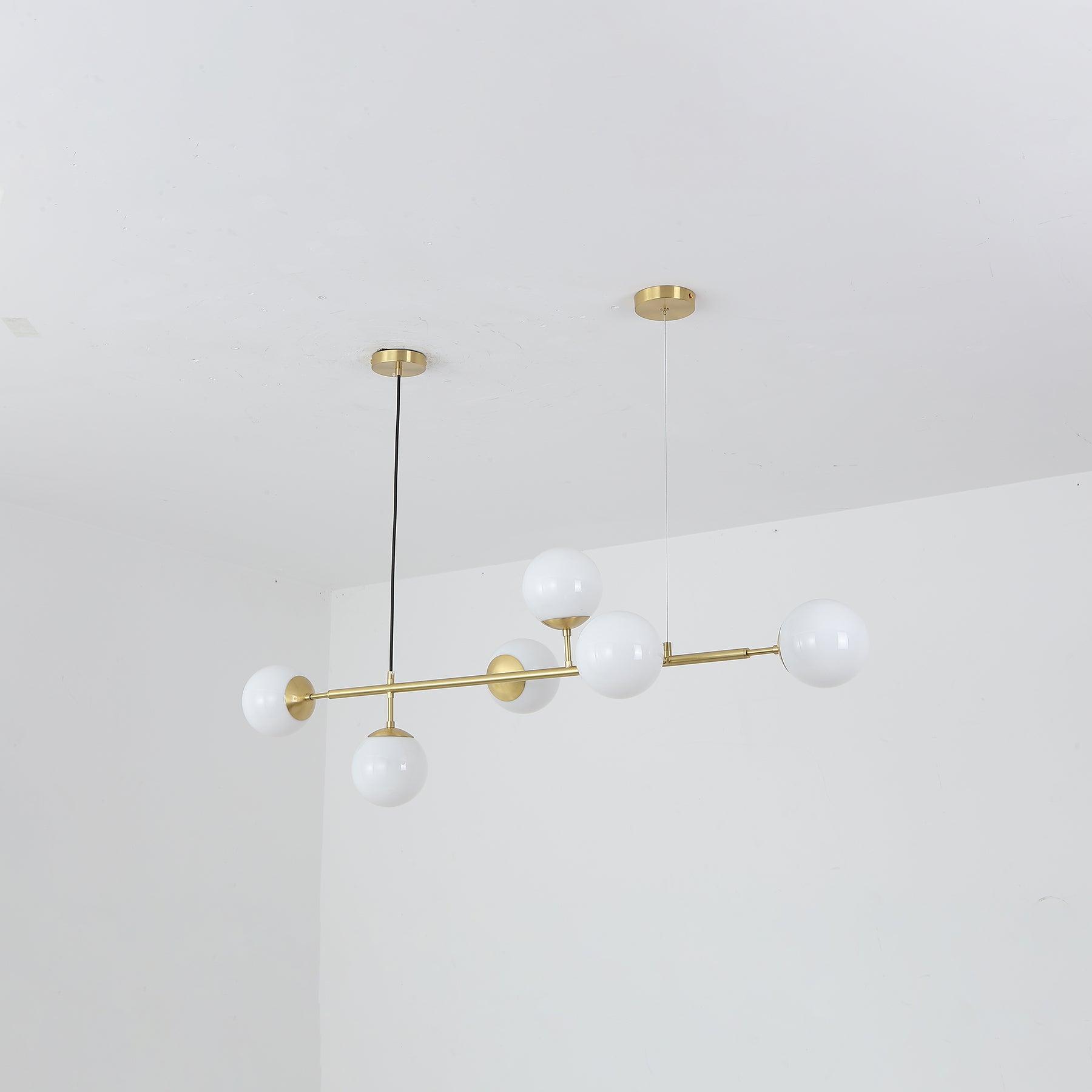 Yorvin Pendant Lamp Orb Brass Glass for Living Room-Neutral Decor