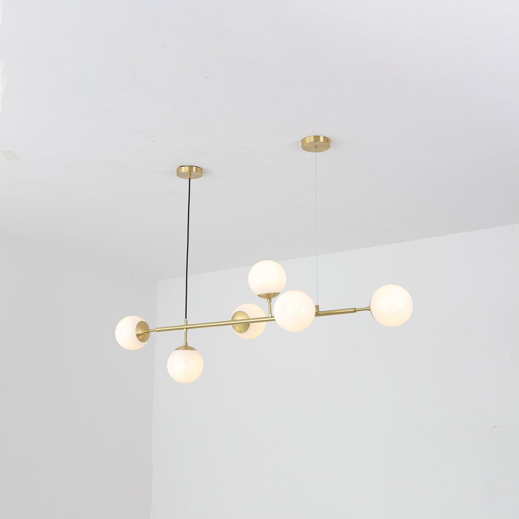 Yorvin Pendant Lamp Orb Brass Glass for Living Room-Neutral Decor