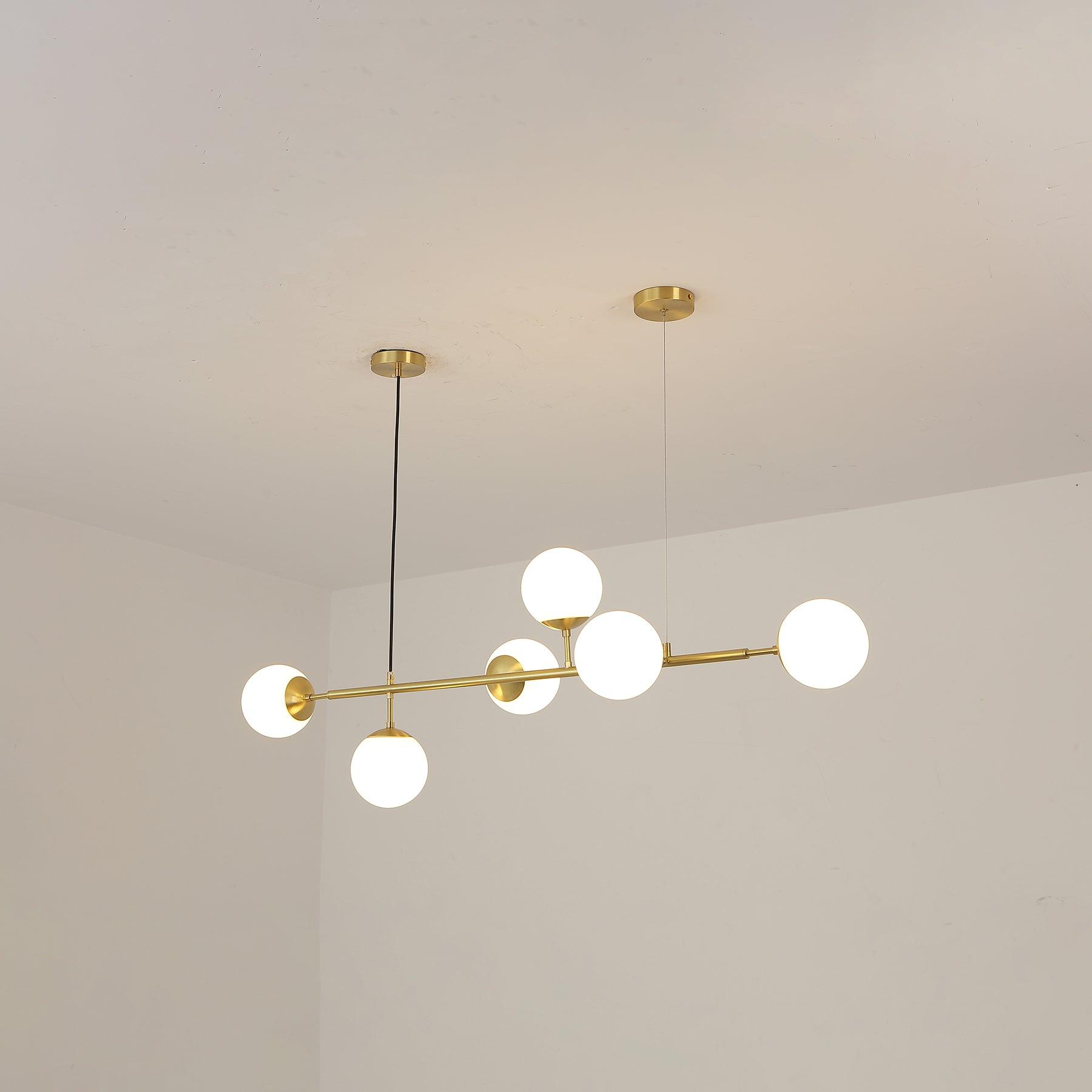 Yorvin Pendant Lamp Orb Brass Glass for Living Room-Neutral Decor