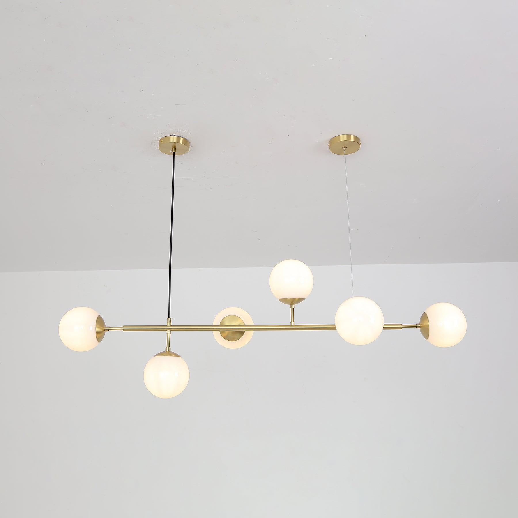 Yorvin Pendant Lamp Orb Brass Glass for Living Room-Neutral Decor