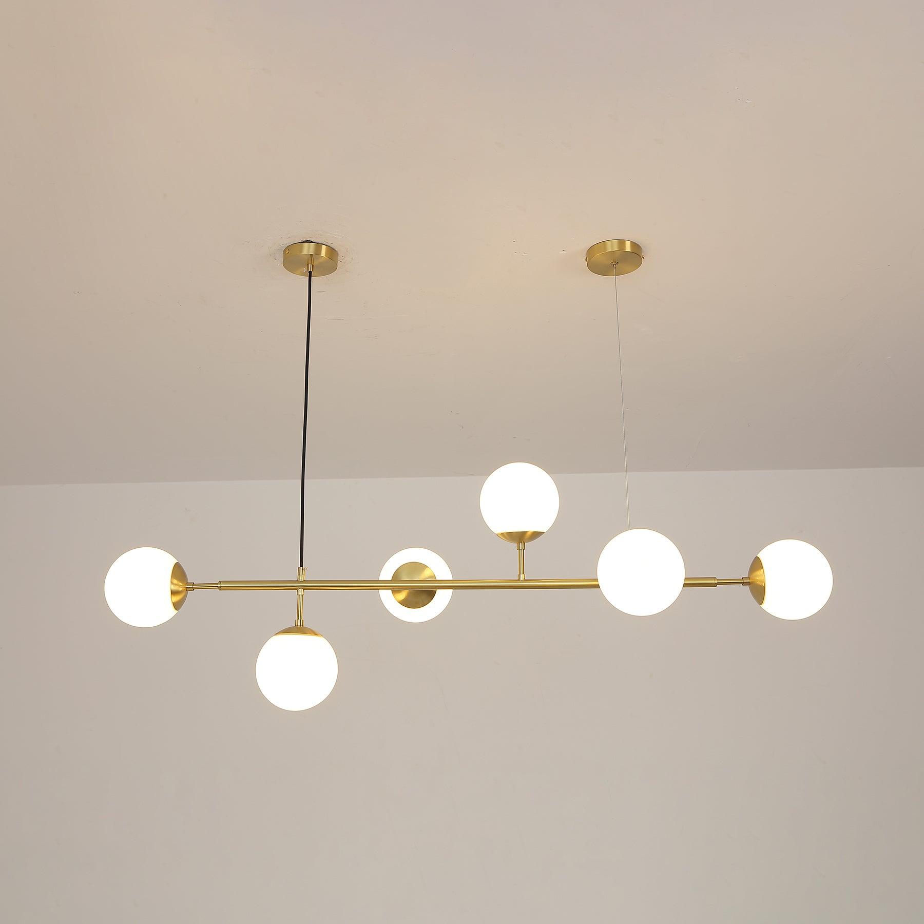 Yorvin Pendant Lamp Orb Brass Glass for Living Room-Neutral Decor