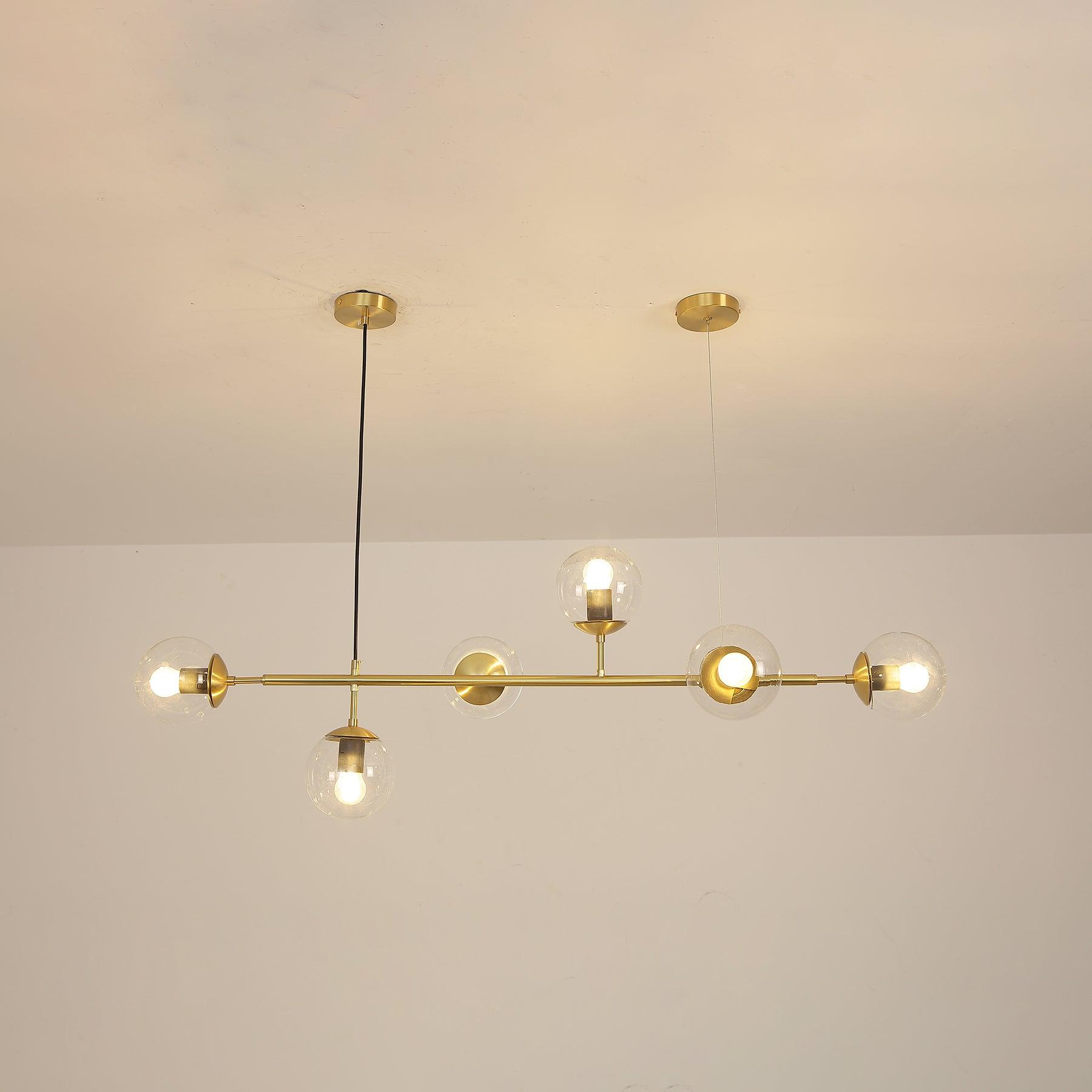 Yorvin Pendant Lamp Orb Brass Glass for Living Room-Neutral Decor