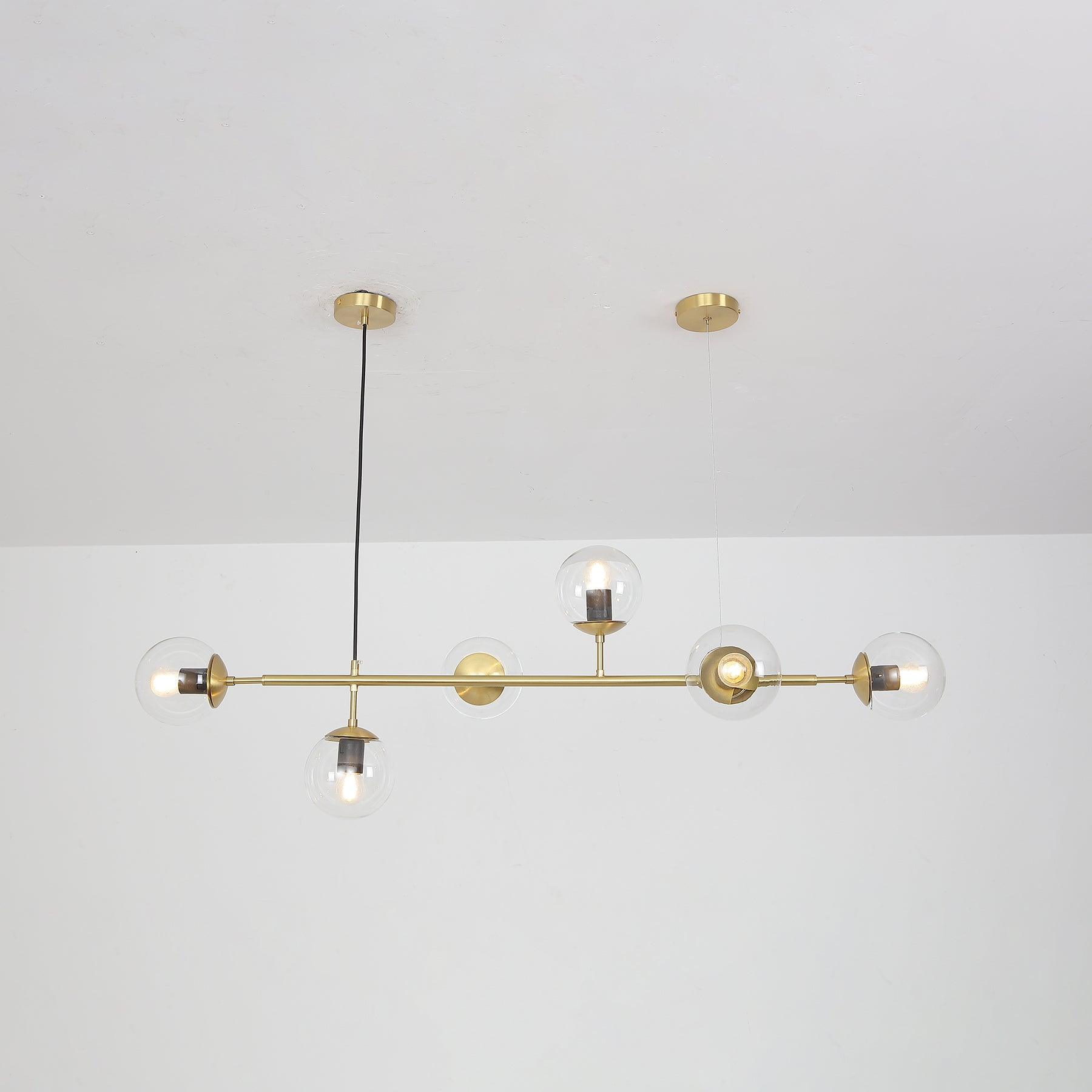 Yorvin Pendant Lamp Orb Brass Glass for Living Room-Neutral Decor