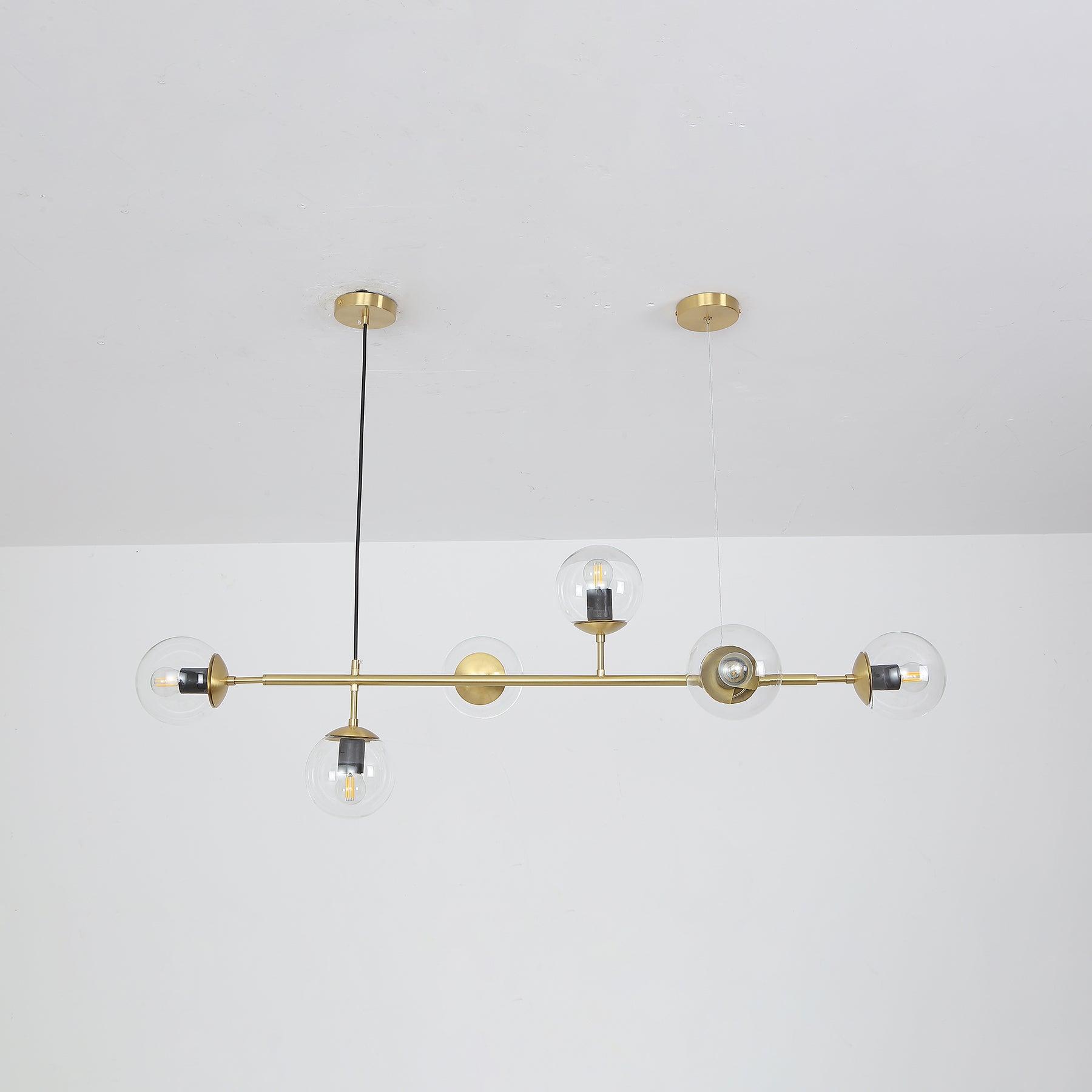 Yorvin Pendant Lamp Orb Brass Glass for Living Room-Neutral Decor