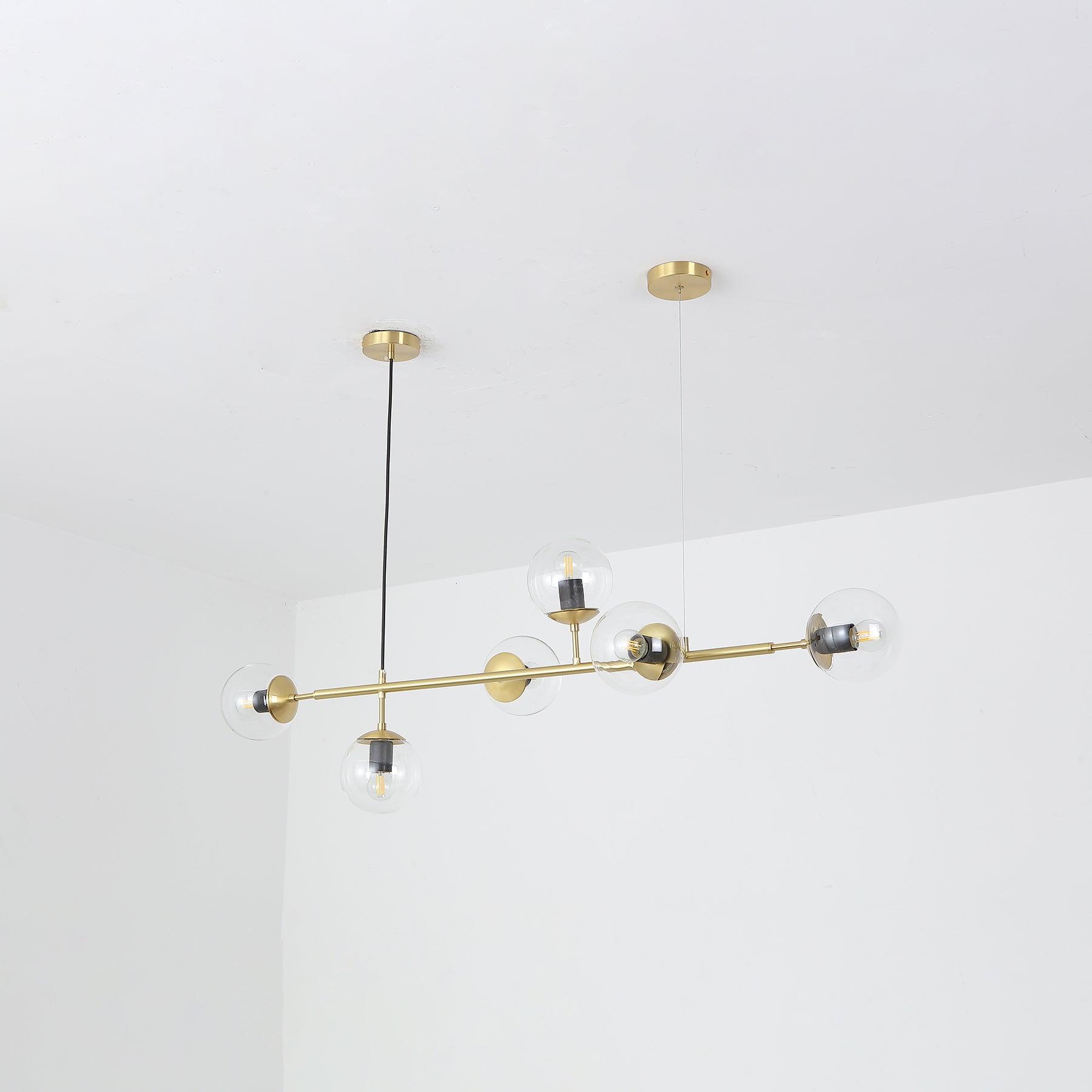 Yorvin Pendant Lamp Orb Brass Glass for Living Room-Neutral Decor