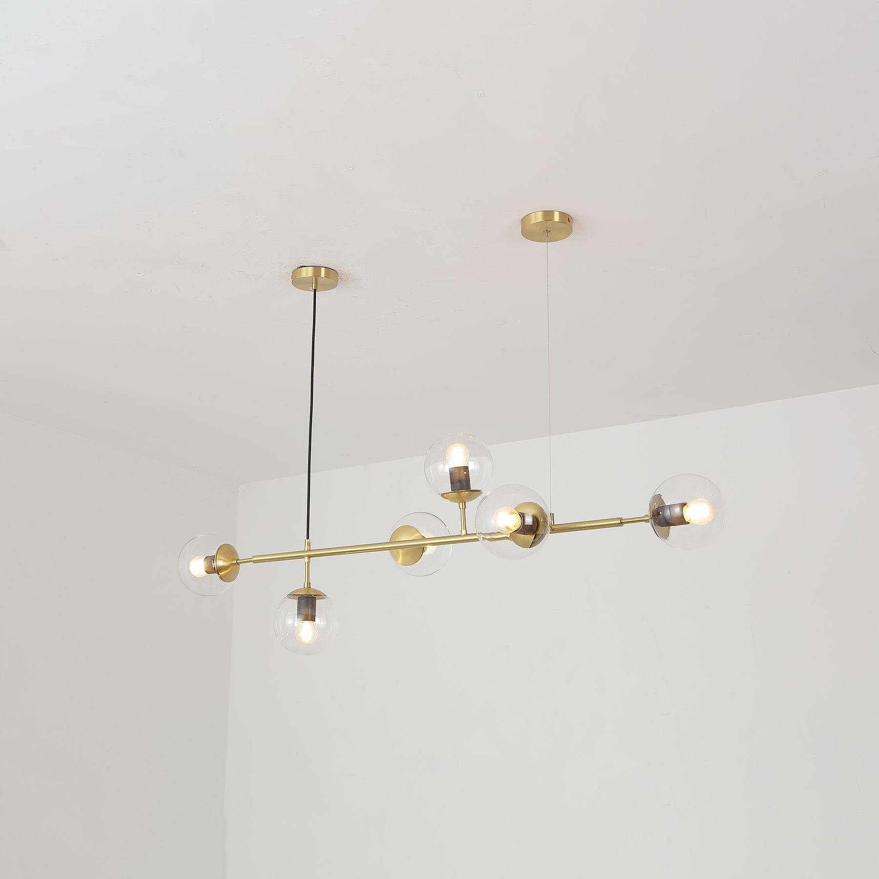 Yorvin Pendant Lamp Orb Brass Glass for Living Room-Neutral Decor