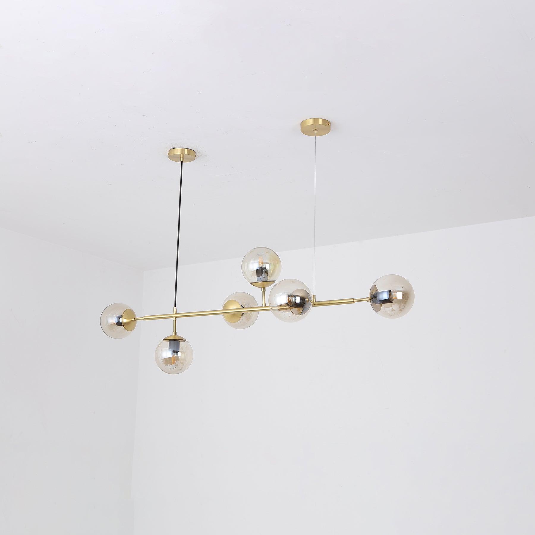 Yorvin Pendant Lamp Orb Brass Glass for Living Room-Neutral Decor