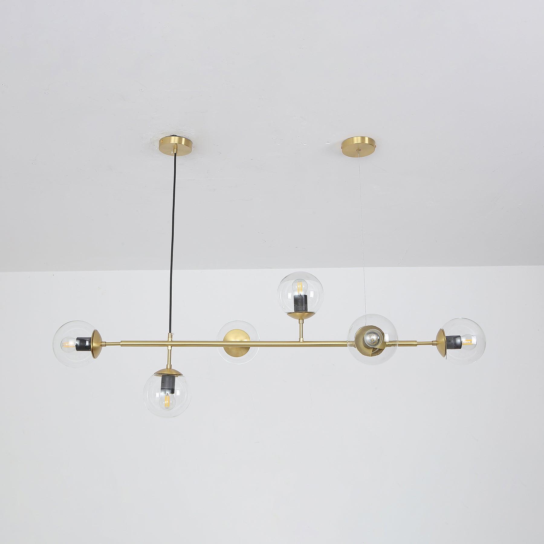 Yorvin Pendant Lamp Orb Brass Glass for Living Room-Neutral Decor