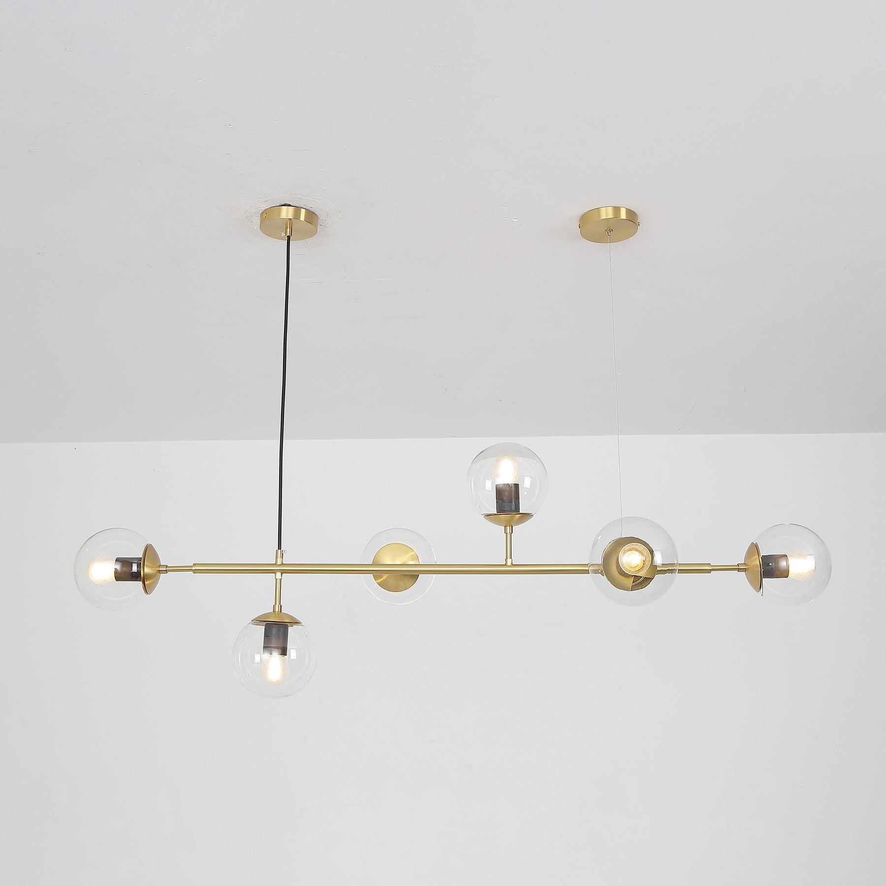 Yorvin Pendant Lamp Orb Brass Glass for Living Room-Neutral Decor