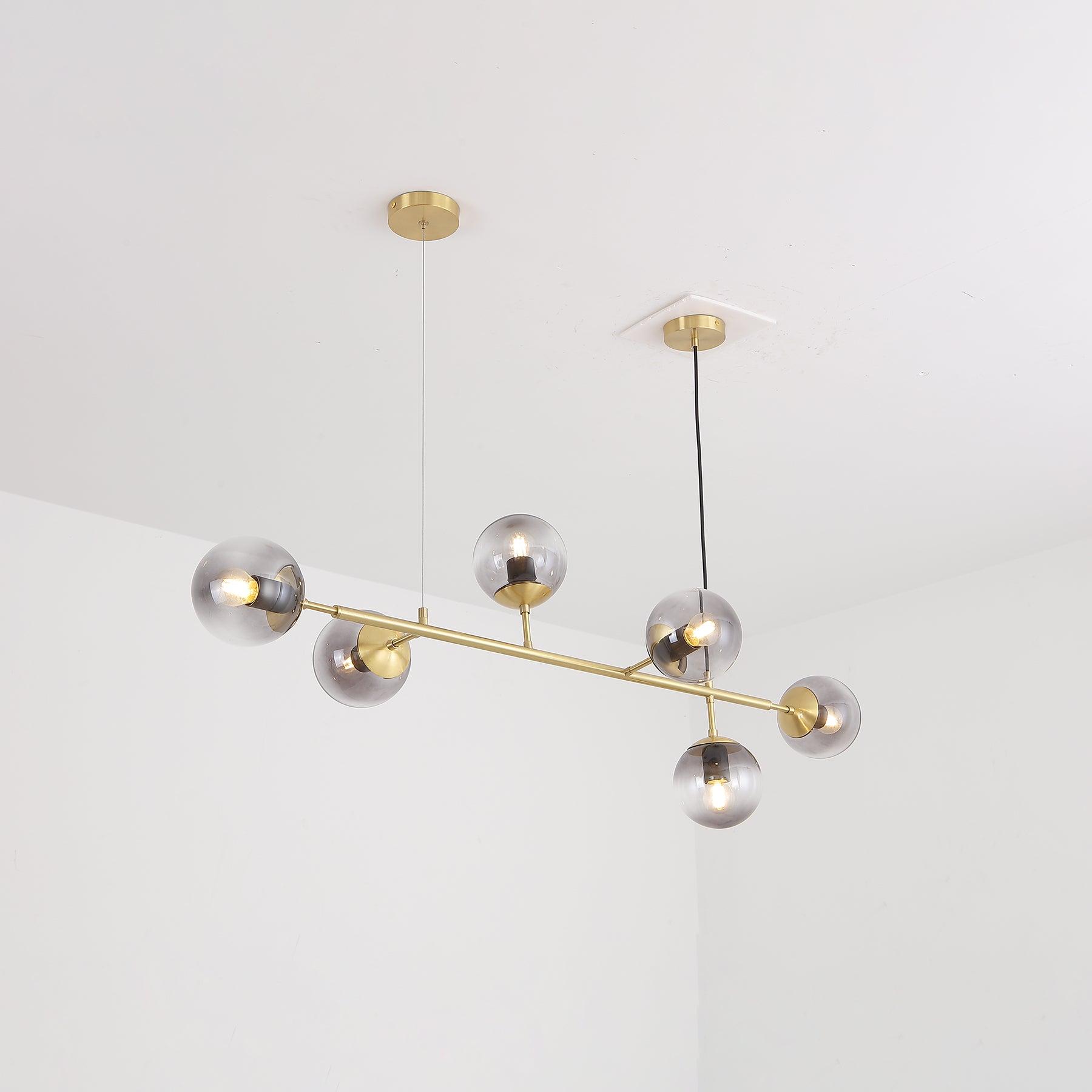 Yorvin Pendant Lamp Orb Brass Glass for Living Room-Neutral Decor
