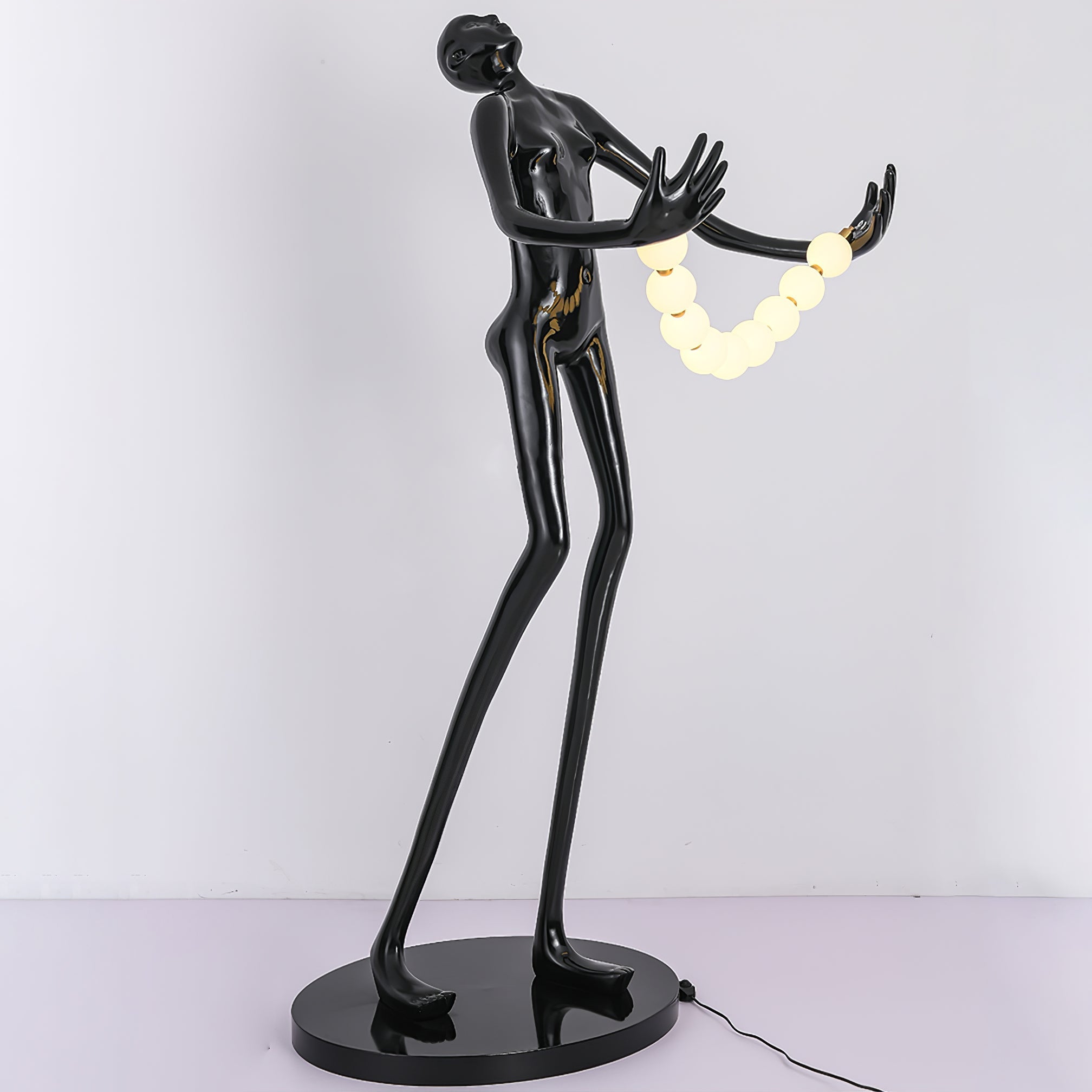 Orbit Beaded Sculptural Floor Lamp-Neutral Decor
