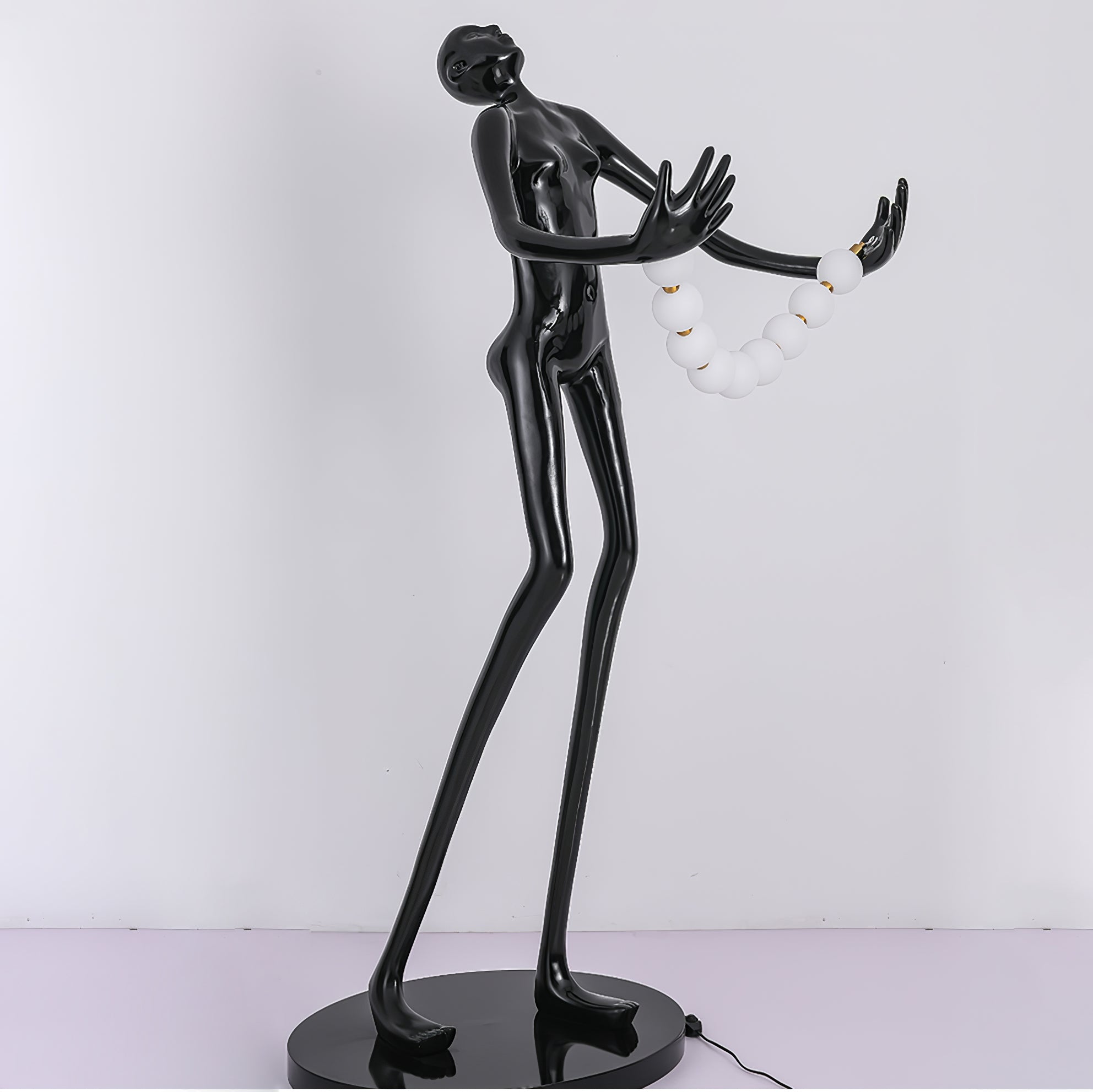 Orbit Beaded Sculptural Floor Lamp-Neutral Decor