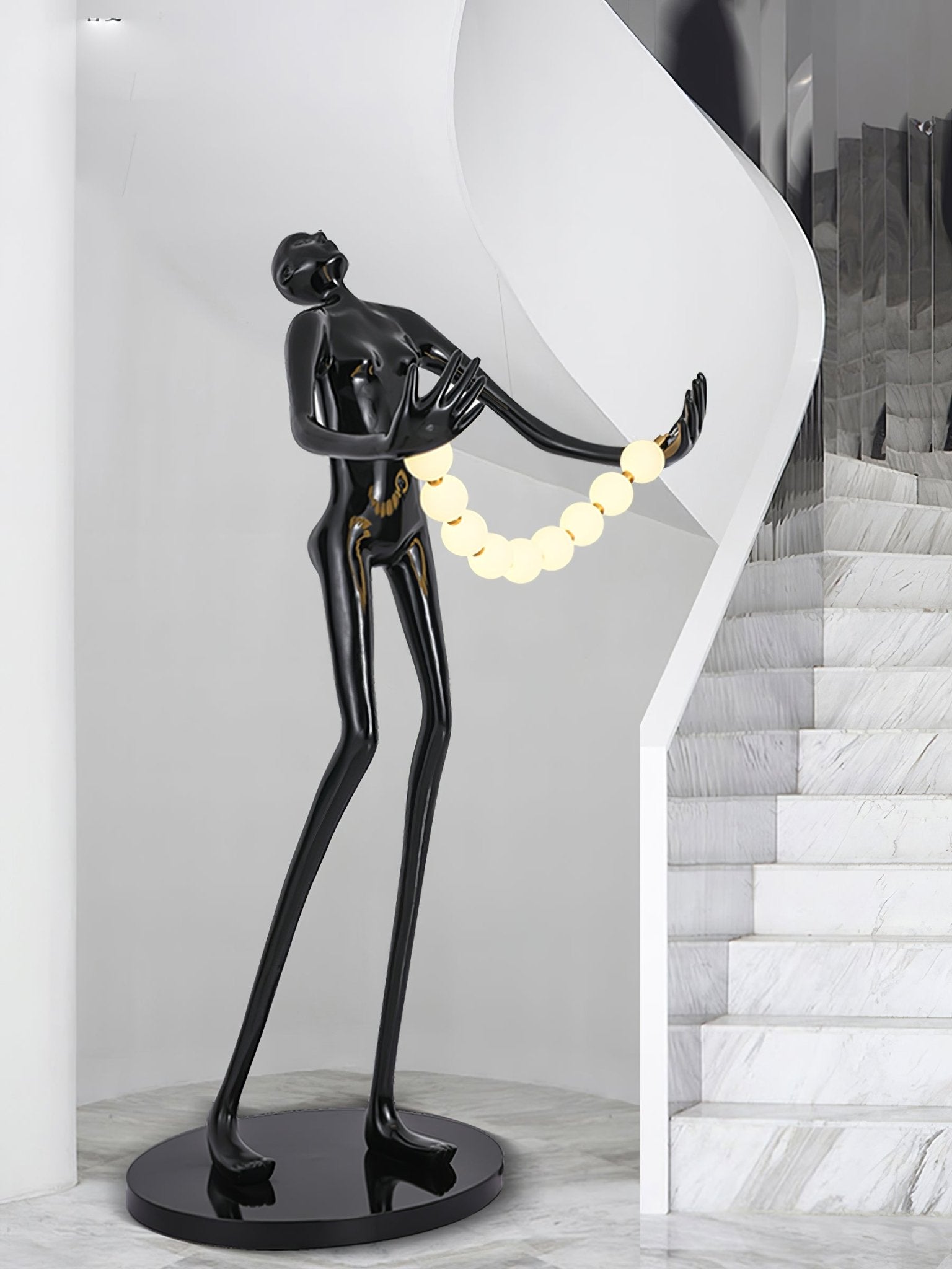 Orbit Beaded Sculptural Floor Lamp-Neutral Decor