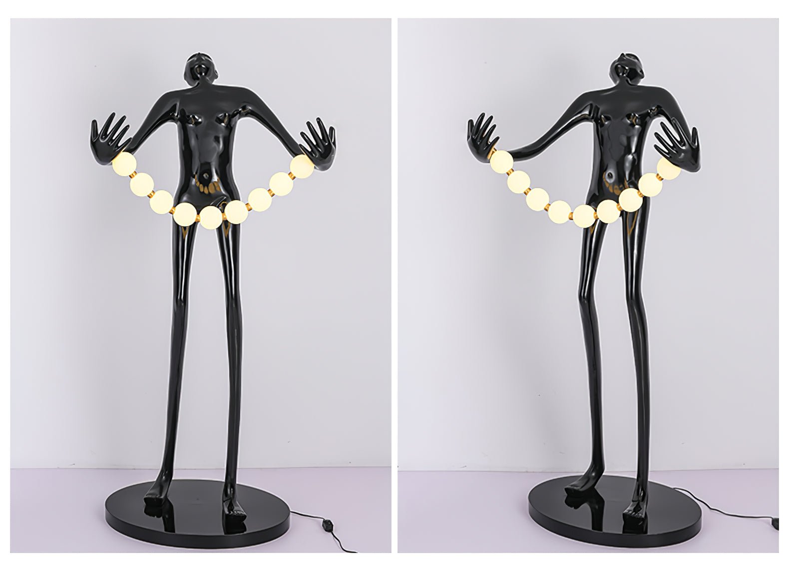 Orbit Beaded Sculptural Floor Lamp-Neutral Decor
