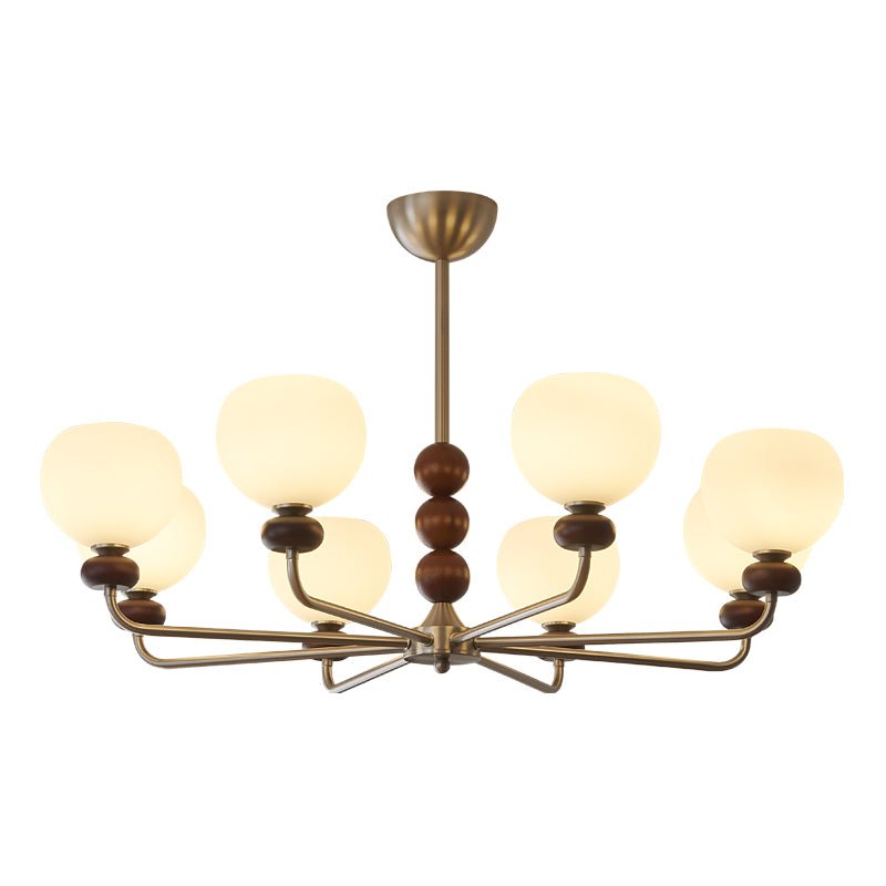 Vilorira Traditional Classic Orb Walnut Wood Glass Chandelier-Neutral Decor