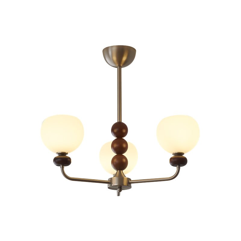 Vilorira Traditional Classic Orb Walnut Wood Glass Chandelier-Neutral Decor