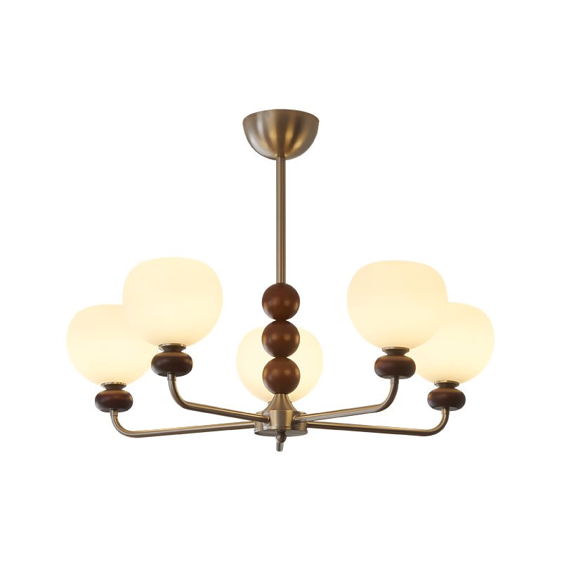 Vilorira Traditional Classic Orb Walnut Wood Glass Chandelier-Neutral Decor
