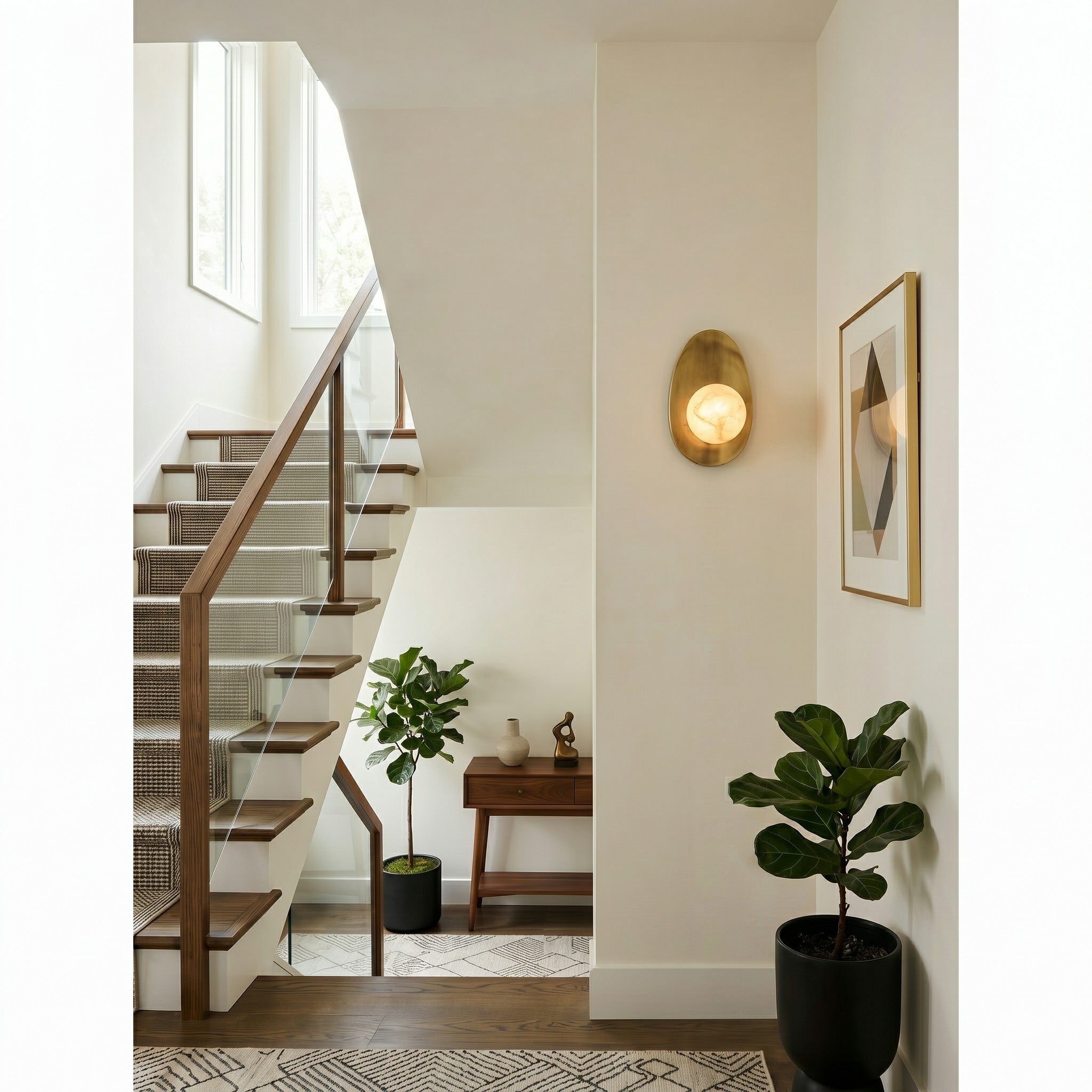 Product dimensions displayed over an image of the sconce.