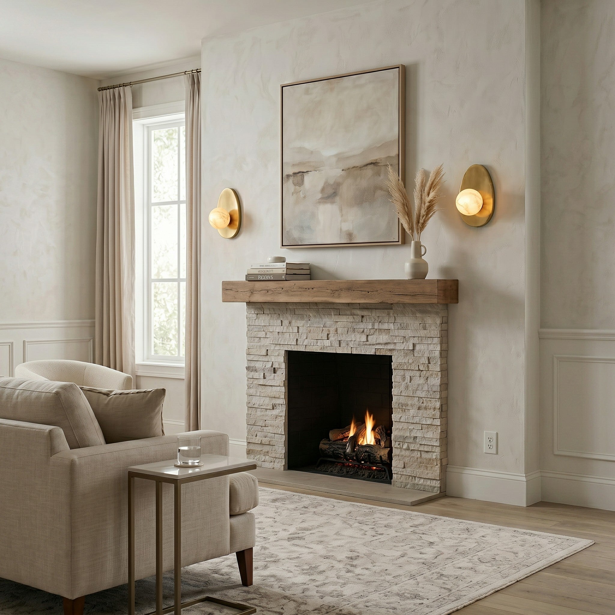 Orba Wall Sconce installed in a modern hallway, providing ambient light.