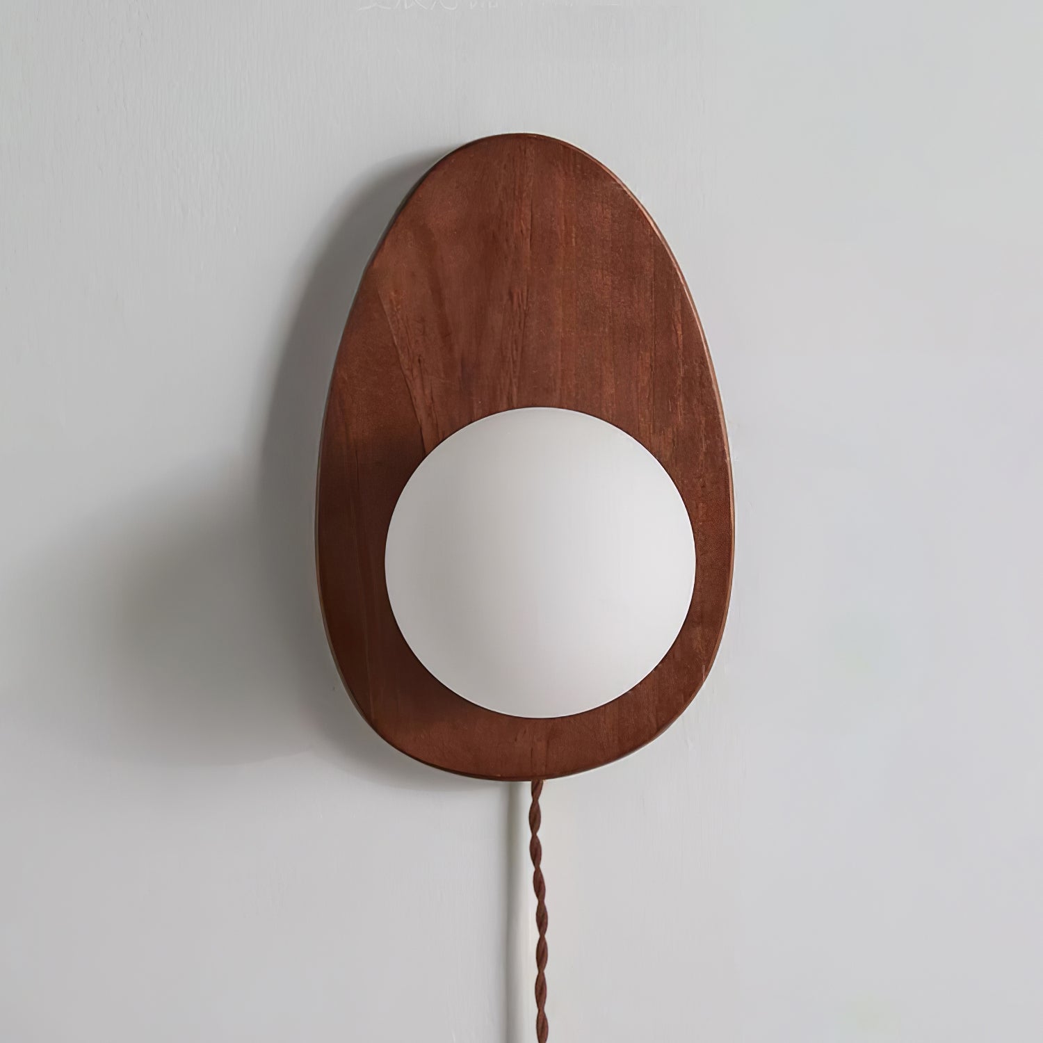 Nylaeiel Nordic Art Plug-in Walnut Glass Wood Wall Lamp-Neutral Decor