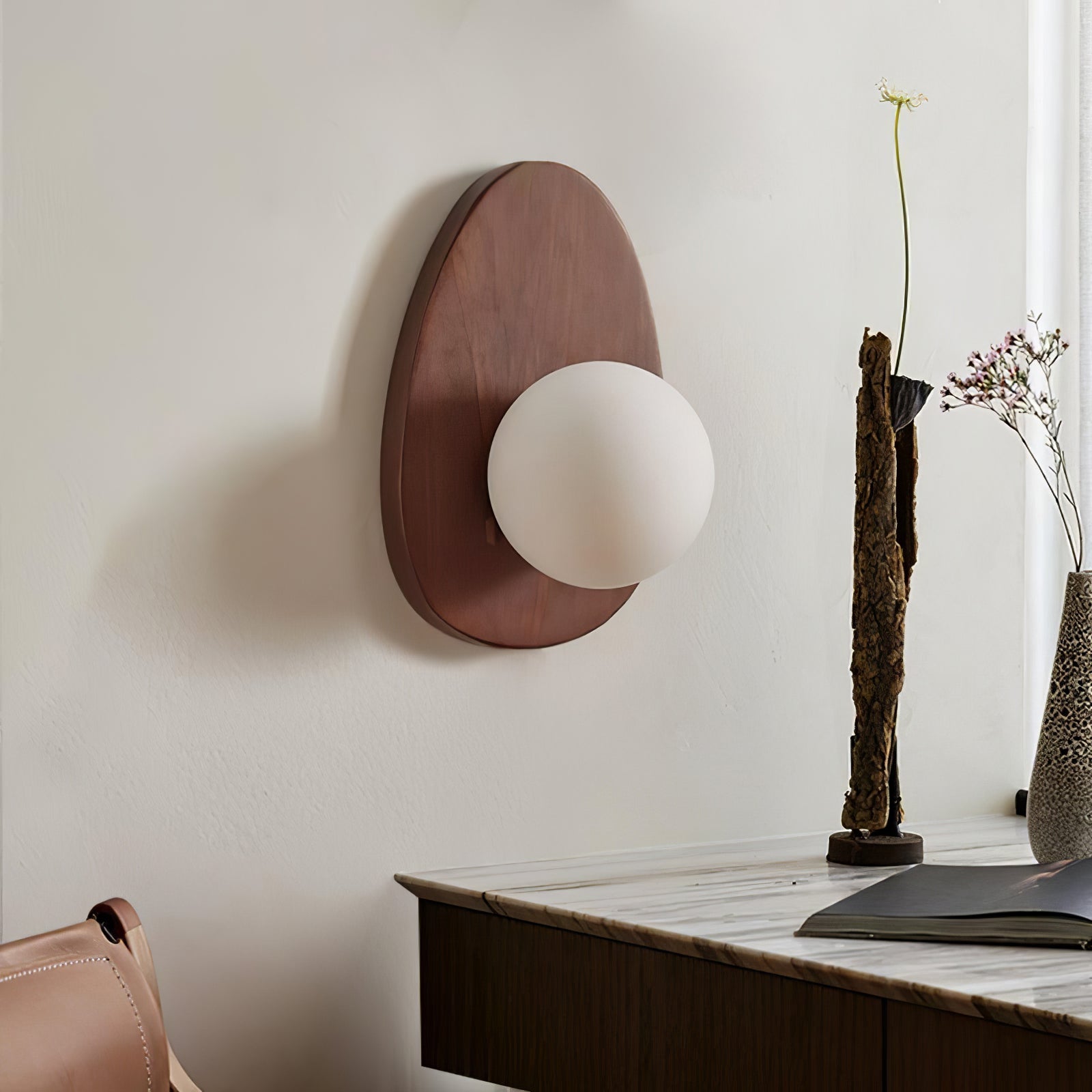 Derion Premium Nordic Art Walnut Glass Wall Lamp-Neutral Decor