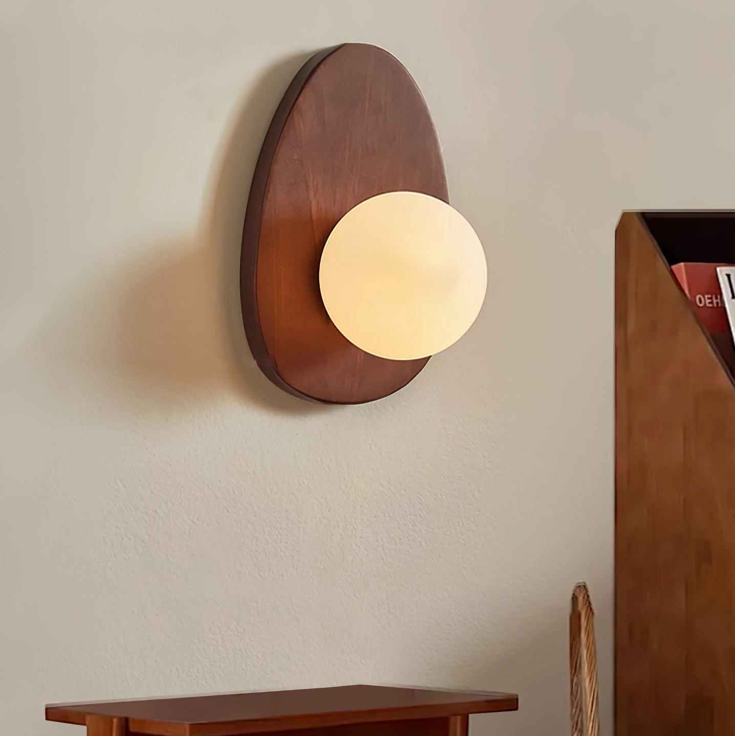 Derion Premium Nordic Art Walnut Glass Wall Lamp-Neutral Decor