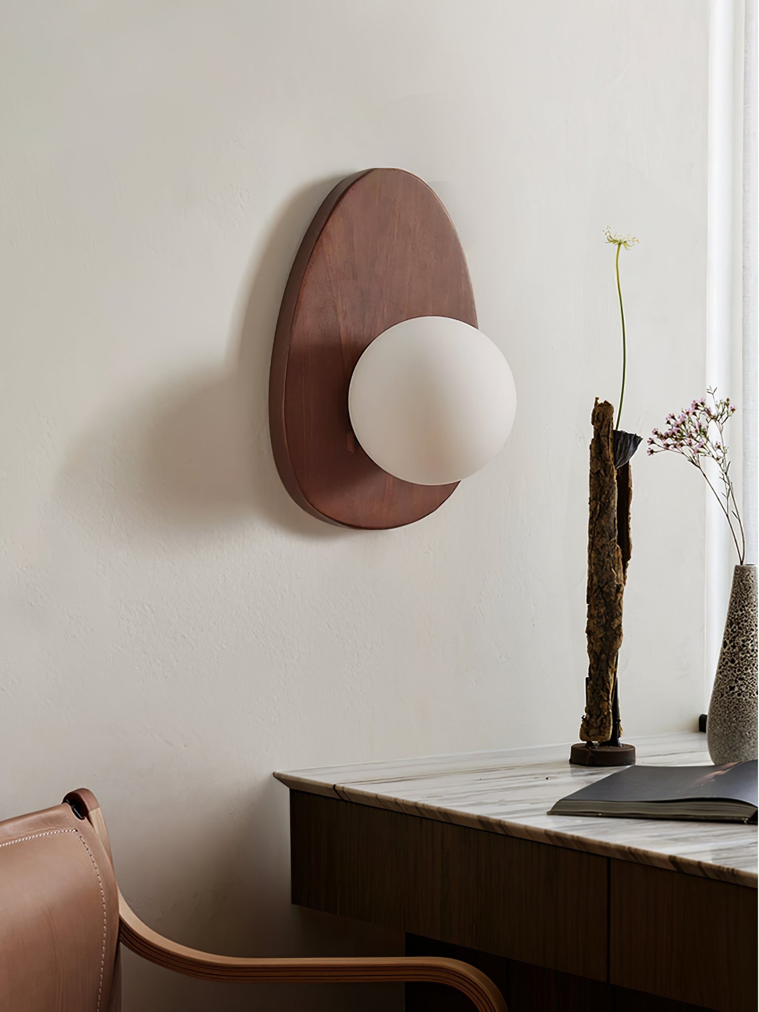 Derion Premium Nordic Art Walnut Glass Wall Lamp-Neutral Decor