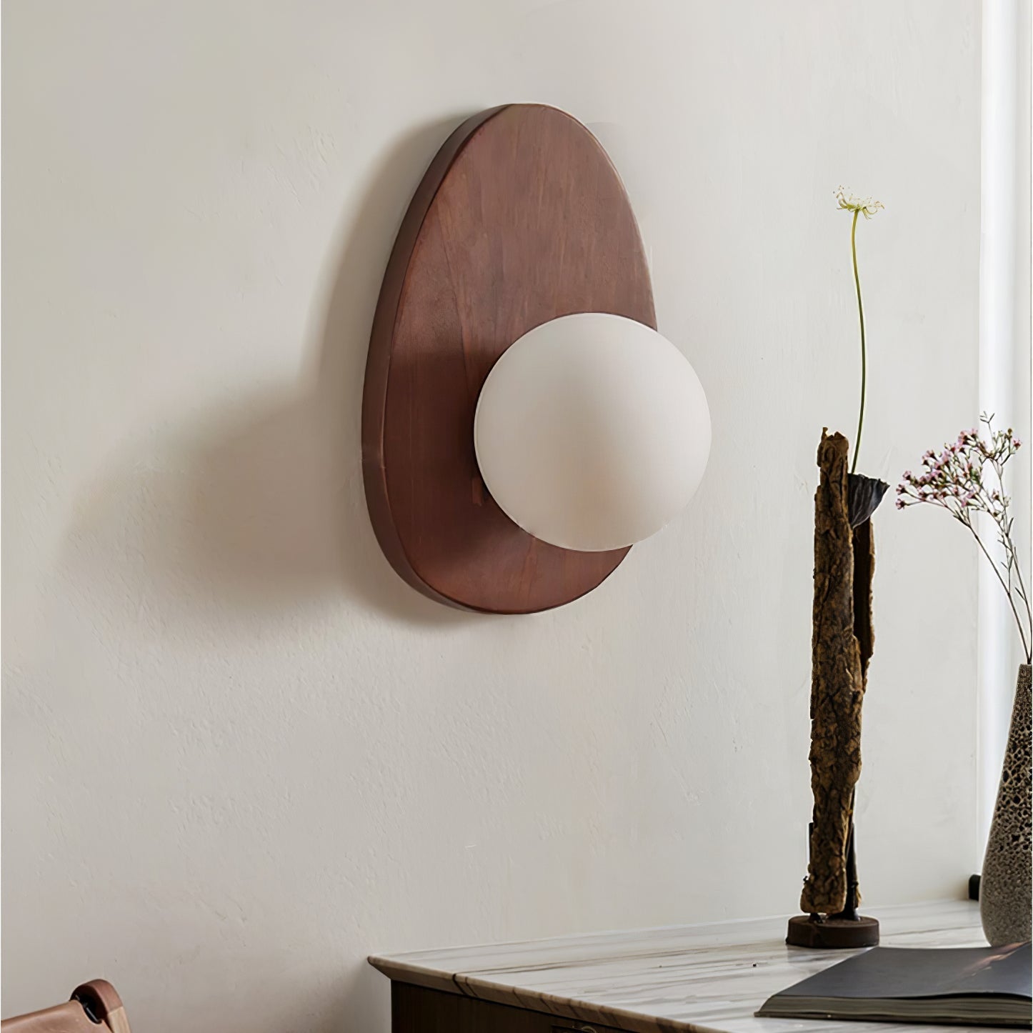 Derion Premium Nordic Art Walnut Glass Wall Lamp-Neutral Decor