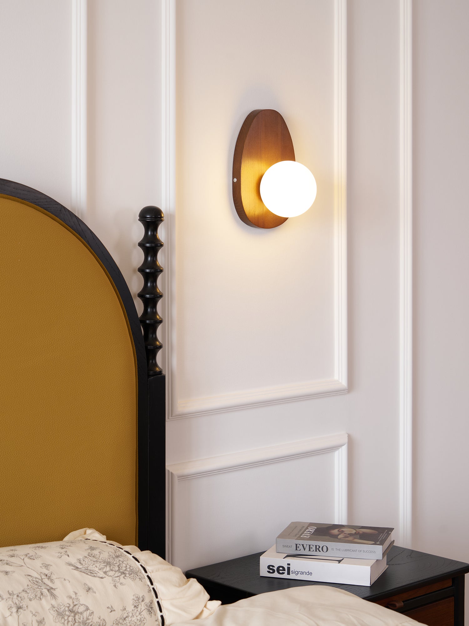 Derion Premium Nordic Art Walnut Glass Wall Lamp-Neutral Decor