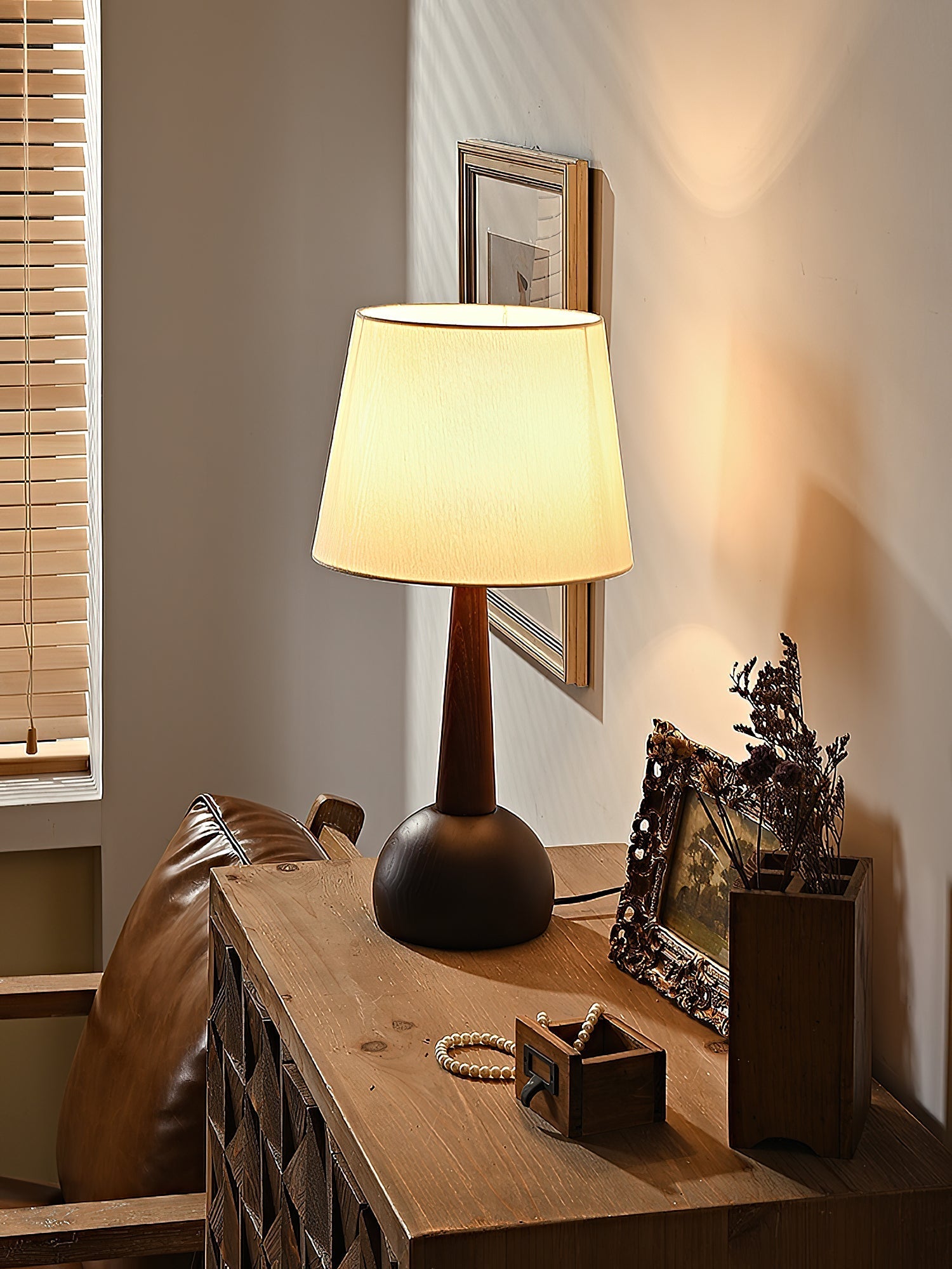 Luna Minimalist Wood Table Lamp-Neutral Decor