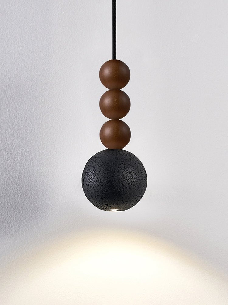 Tizn Black Travertine Wood Modern Pendant Light-Neutral Decor