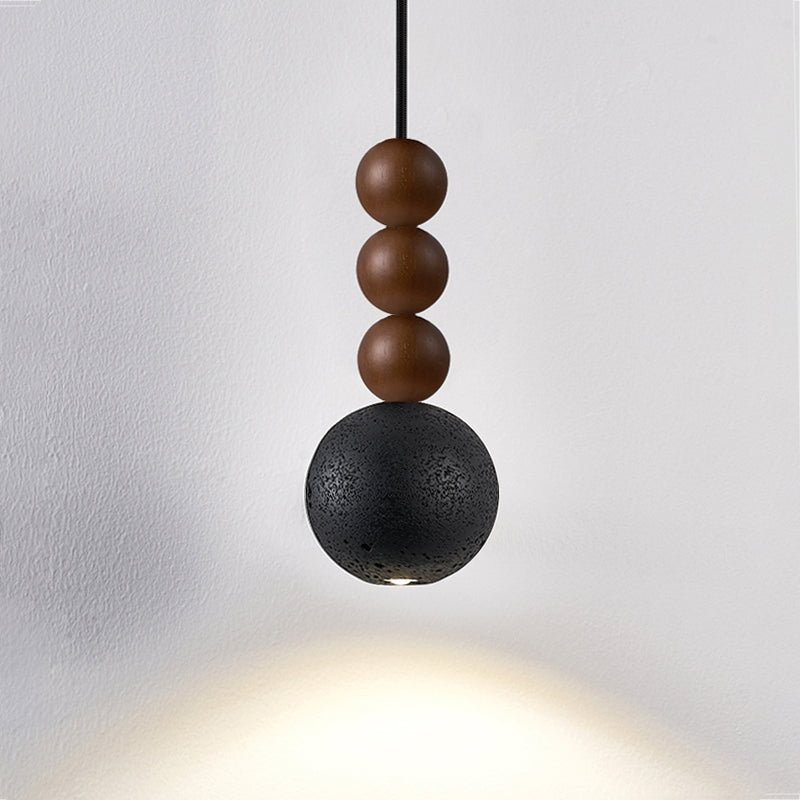 Tizn Black Travertine Wood Modern Pendant Light-Neutral Decor