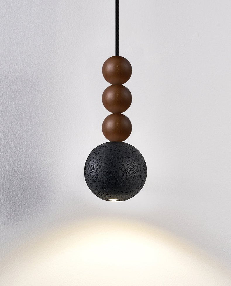 Tizn Black Travertine Wood Modern Pendant Light-Neutral Decor