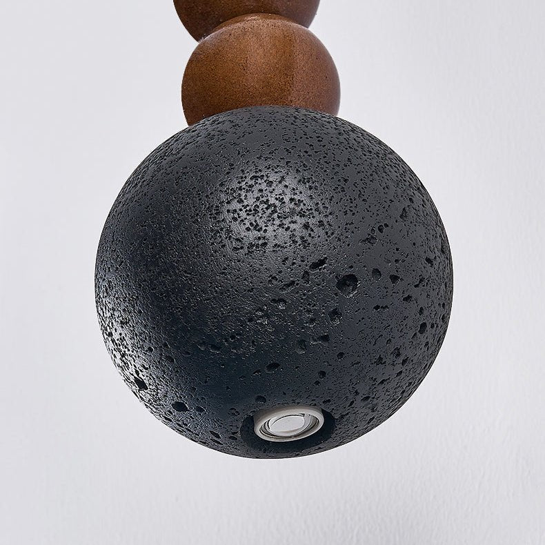 Tizn Black Travertine Wood Modern Pendant Light-Neutral Decor