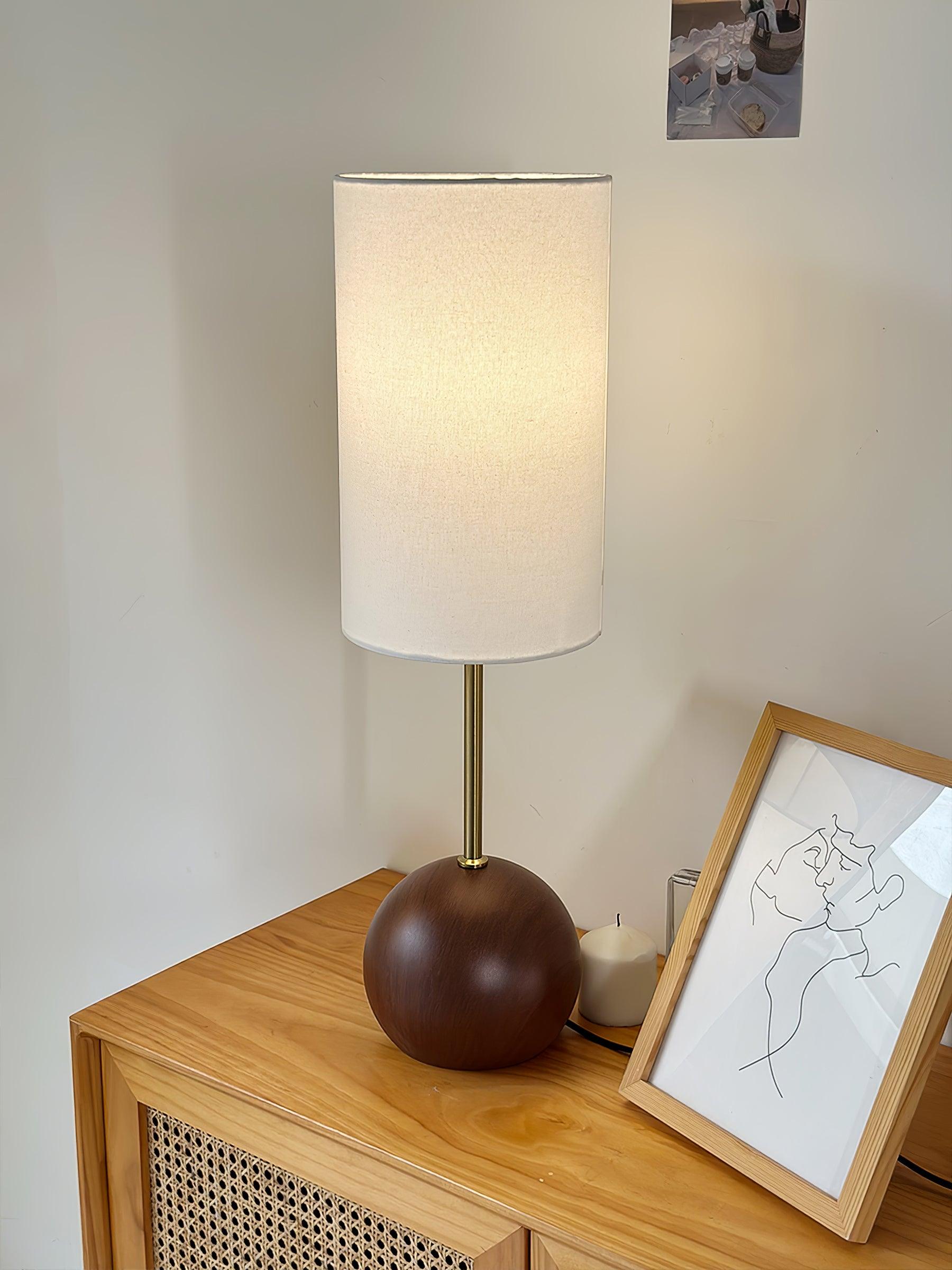 Brys Wooden Sphere Table Lamp-Neutral Decor