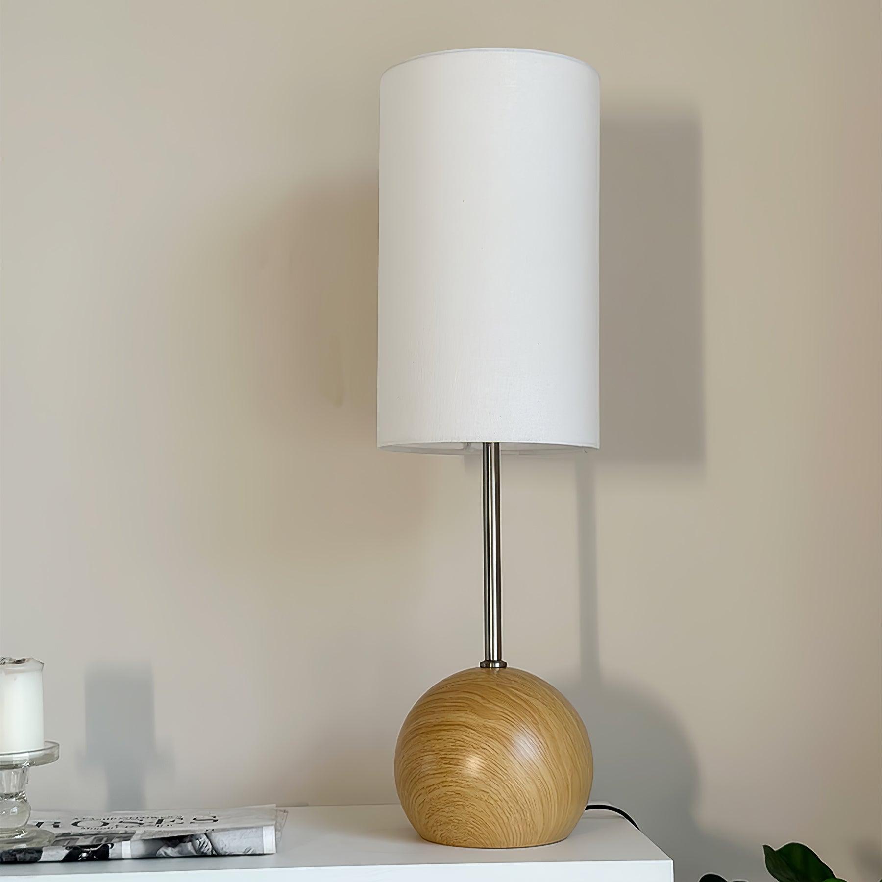 Brys Wooden Sphere Table Lamp-Neutral Decor